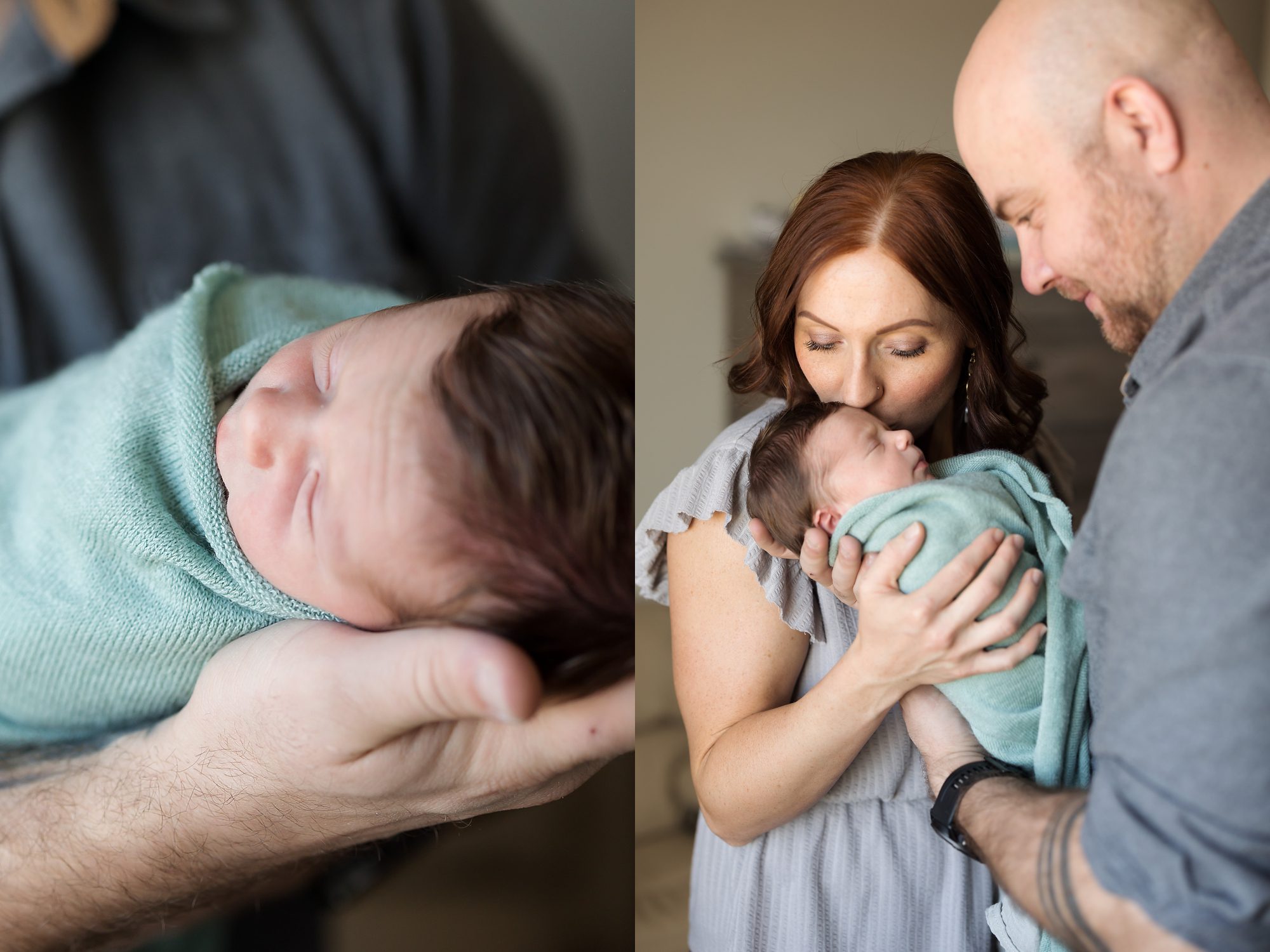 photo of newborn baby boy being held by his mom and dad for a Colorado Springs newborn photography session