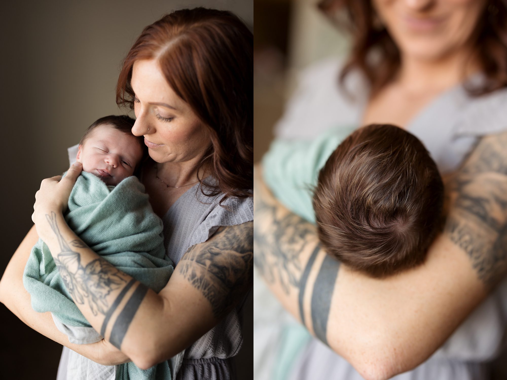 photo of newborn baby boy being held by his mom for a Colorado Springs newborn photography session