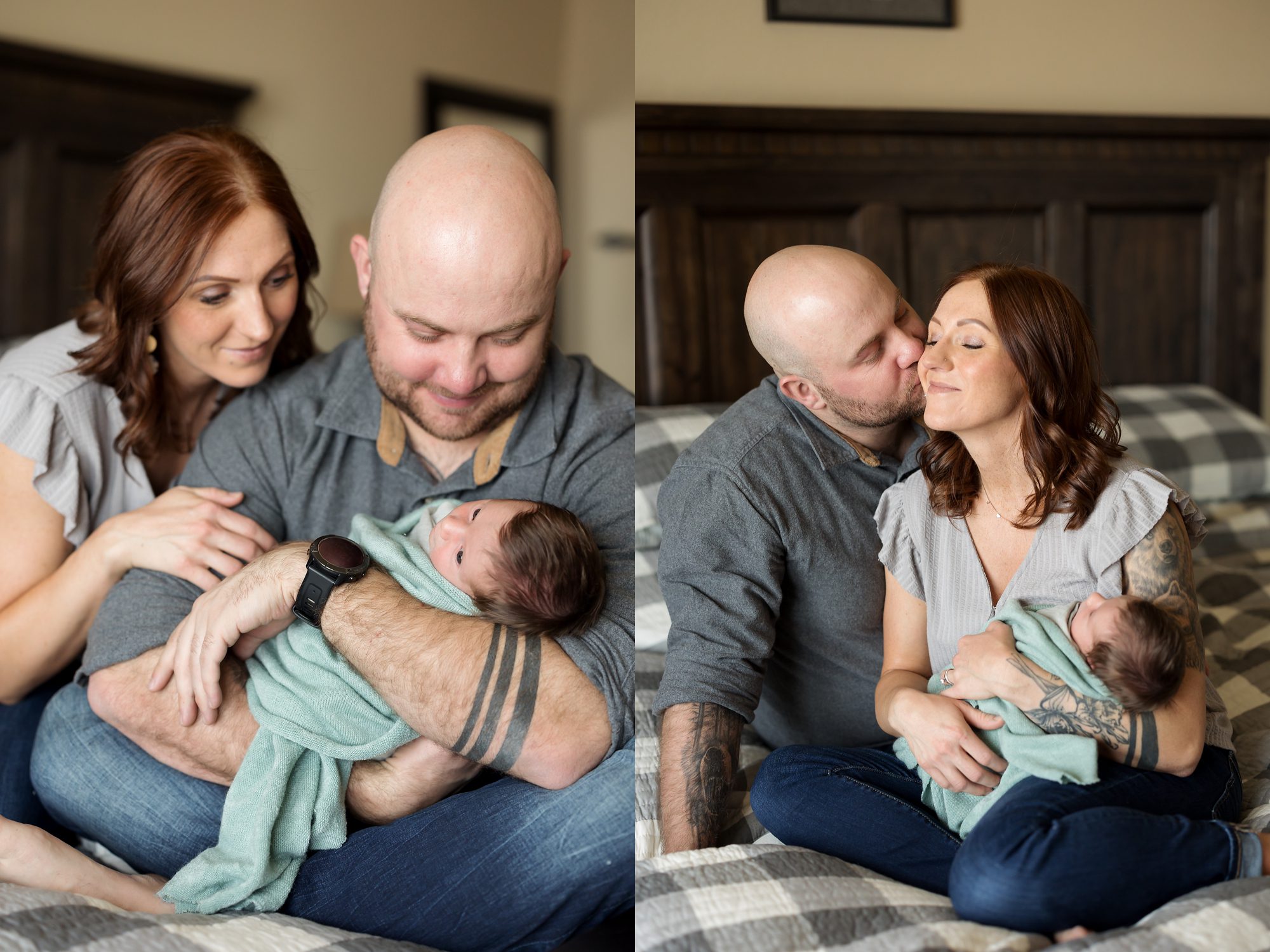 photo of newborn baby boy being held by his mom and dad for a Colorado Springs newborn photography session